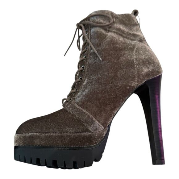 ALDO Women's Aliria Velvet Platform Lace-up Heels Ankle Booties 7.5 - Picture 3 of 5